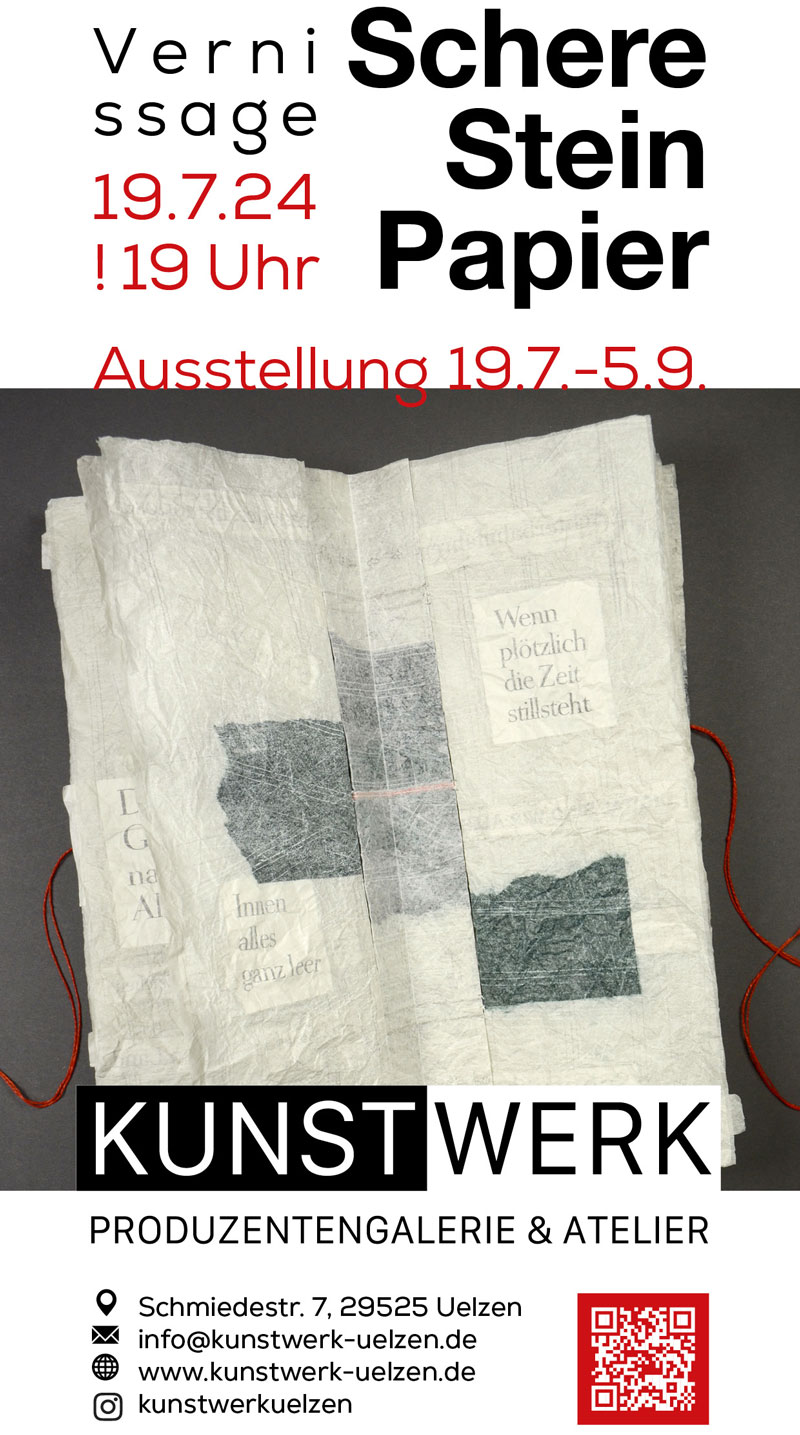 Einladung Schere Stein Papier, Ausstellung im Kunstwerk Uelzen