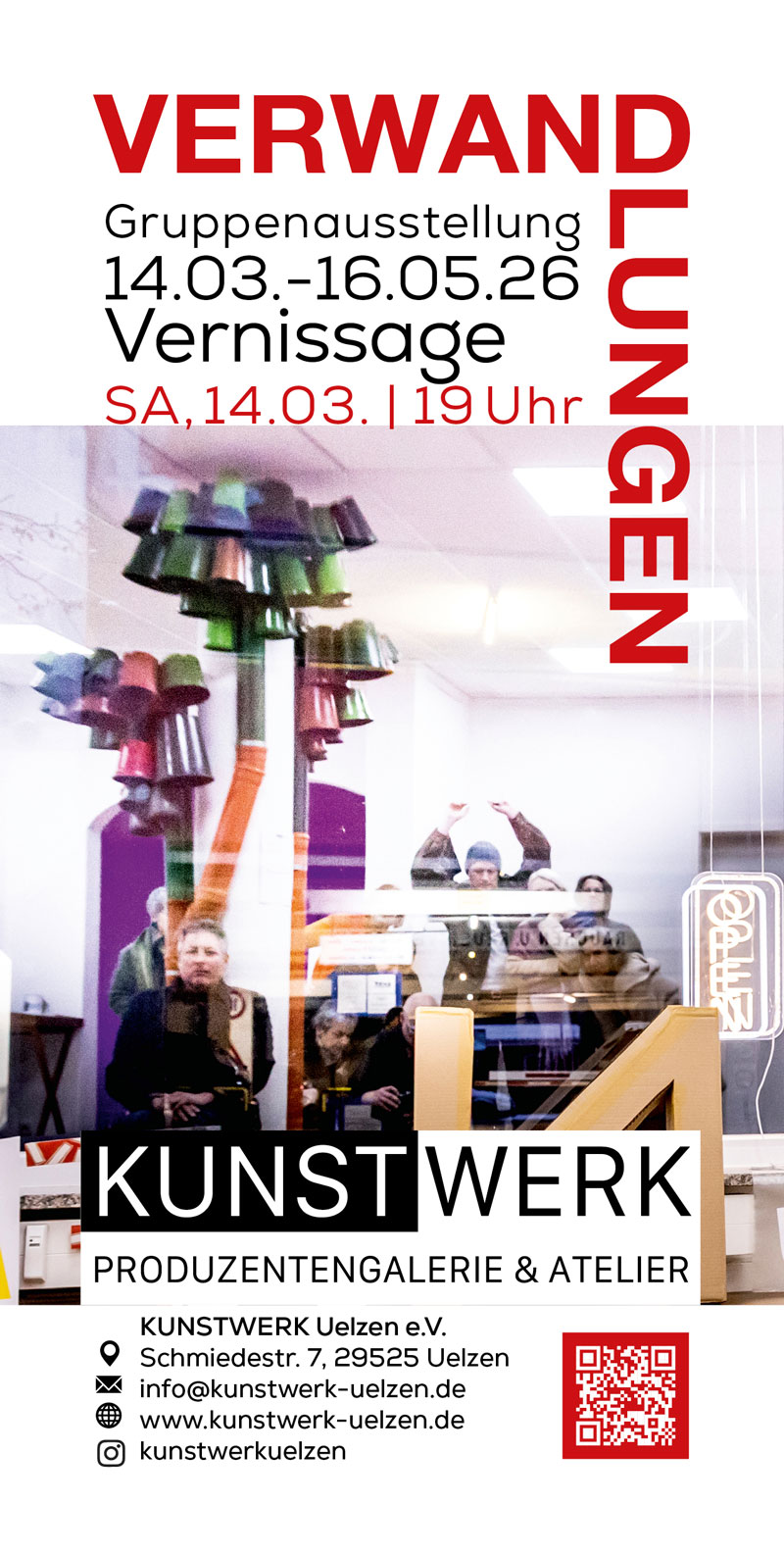 VERWANDLUNGEN – Flyer zur Gruppenausstellung im KUNSTWERK Uelzen